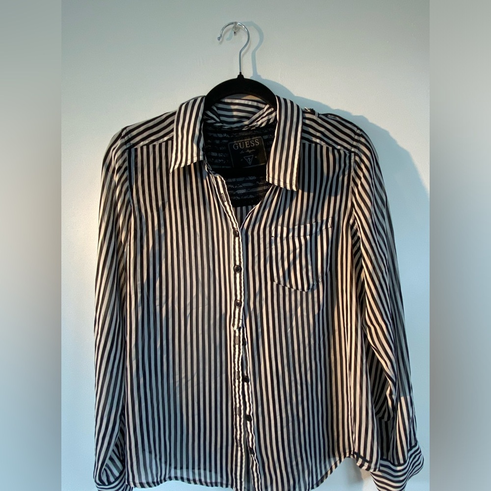 GUESS Striped Blouse Large
